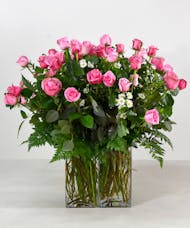 Luxurious Pink Roses in Vase