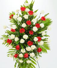 Roses and Carnation Flowers Easel Spray
