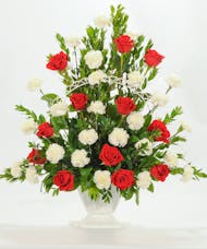 Red and White Sympathy Arrangement