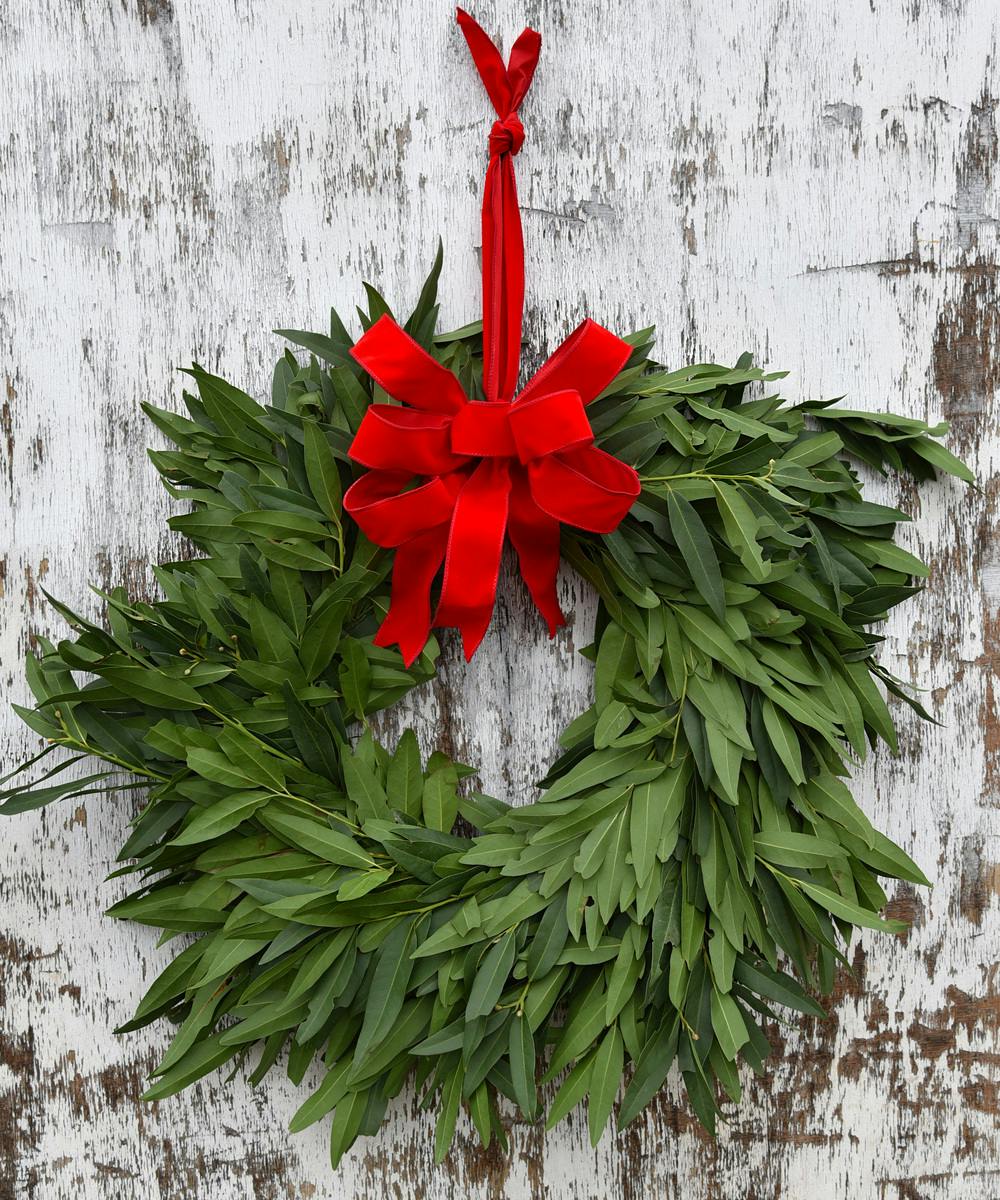 Fresh Bay Leaf Wreath Bay Area (CA) Holiday Wreath & Decor Delivered Ah Sam Floral Co.