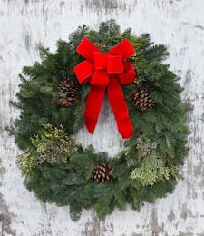 Fresh Evergreen Wreath - Holiday Ribbon