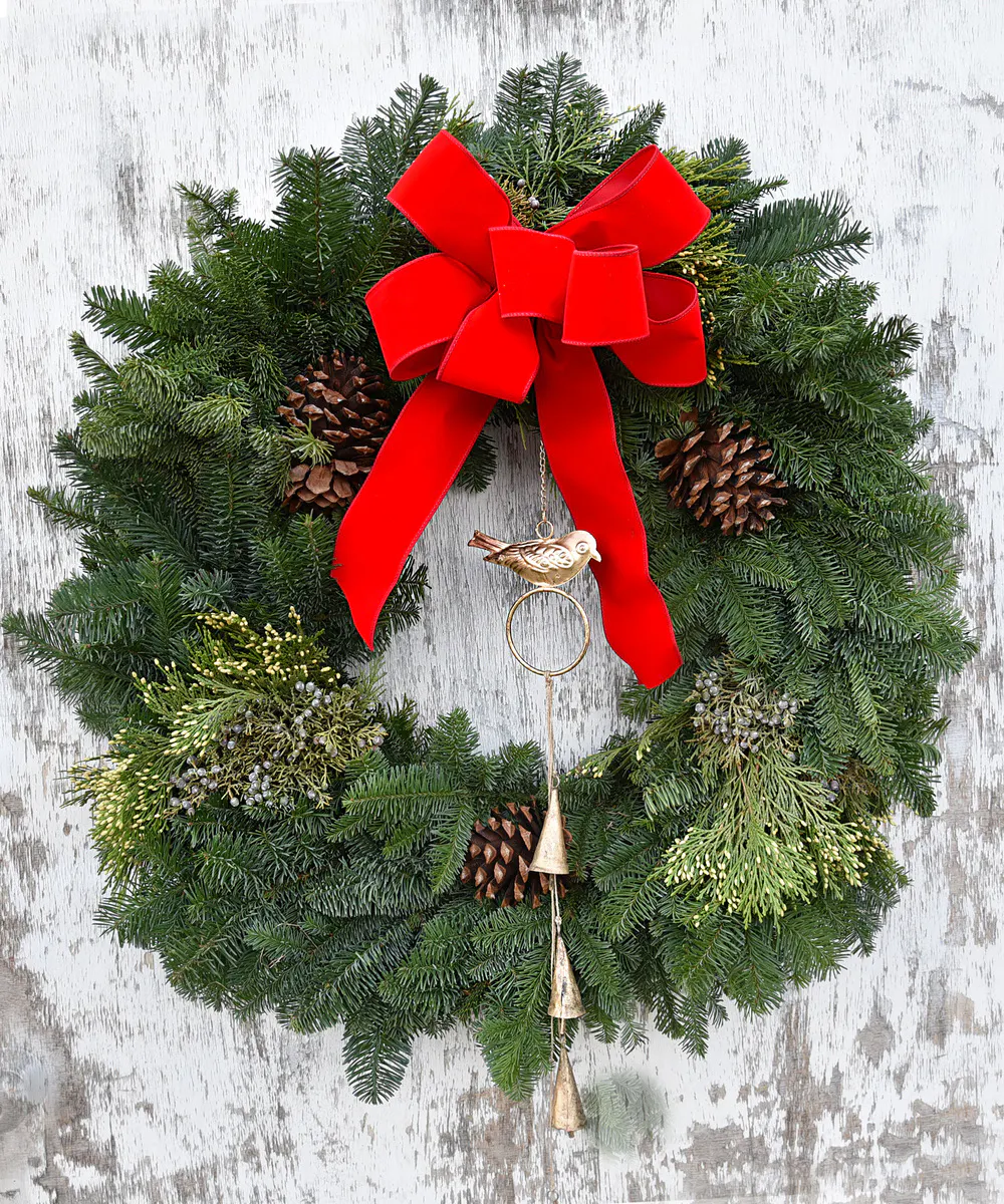 Fresh Evergreen Wreath Holiday Tweet Bay Area (CA) Holiday Flowers & Gifts Ah Sam Floral Co.