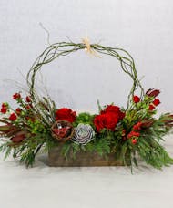 Holiday Charm - Roses and Succulent Arrangement